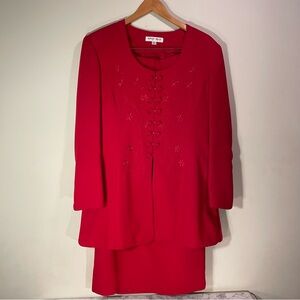 Ladies Red two piece Morgan Miller dress suit . Size12.